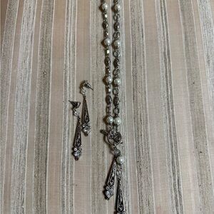 Brighton Silver, White Pearl, and Crystal Jewelry Set